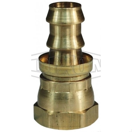 Dixon Ball Seat Hose Barb Fitting with Brass Cap, Female NPSM Swivel x Push-On Hose Barb End Style, Brass 2780604CBC